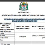 Mpangilio Wa Kanda Za Usaili Wa Mahojiano Usaili Wa Mei Hadi Juni, 2025