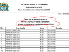 Matokeo Ya Usaili Wa Kuandika Uliofanyika Tarehe 14/06/2025 Matokeo Ya Usaili Wa Kuandika Uliofanyika Tarehe 14/06/2025