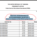 Matokeo Ya Usaili Wa Vitendo Uliofanyika Tarehe 15/06/2025