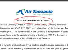 Nafasi Za Kazi Shirika La Ndege La Air Tanzania (ATCL) Juni, 2025 Nafasi Za Kazi Shirika La Ndege La Air Tanzania (ATCL) Juni, 2025